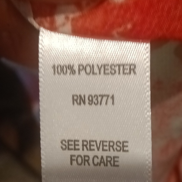 NWOT Camille & Co orange sheer multi-colored patterned designed blouse Sz S/M - Picture 12 of 12